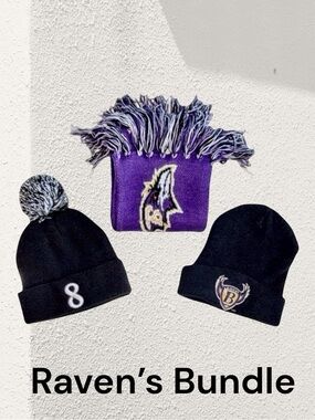 Baltimore Ravens Super Fan Collection: 2 Knit Hats & Scarf. One-Size